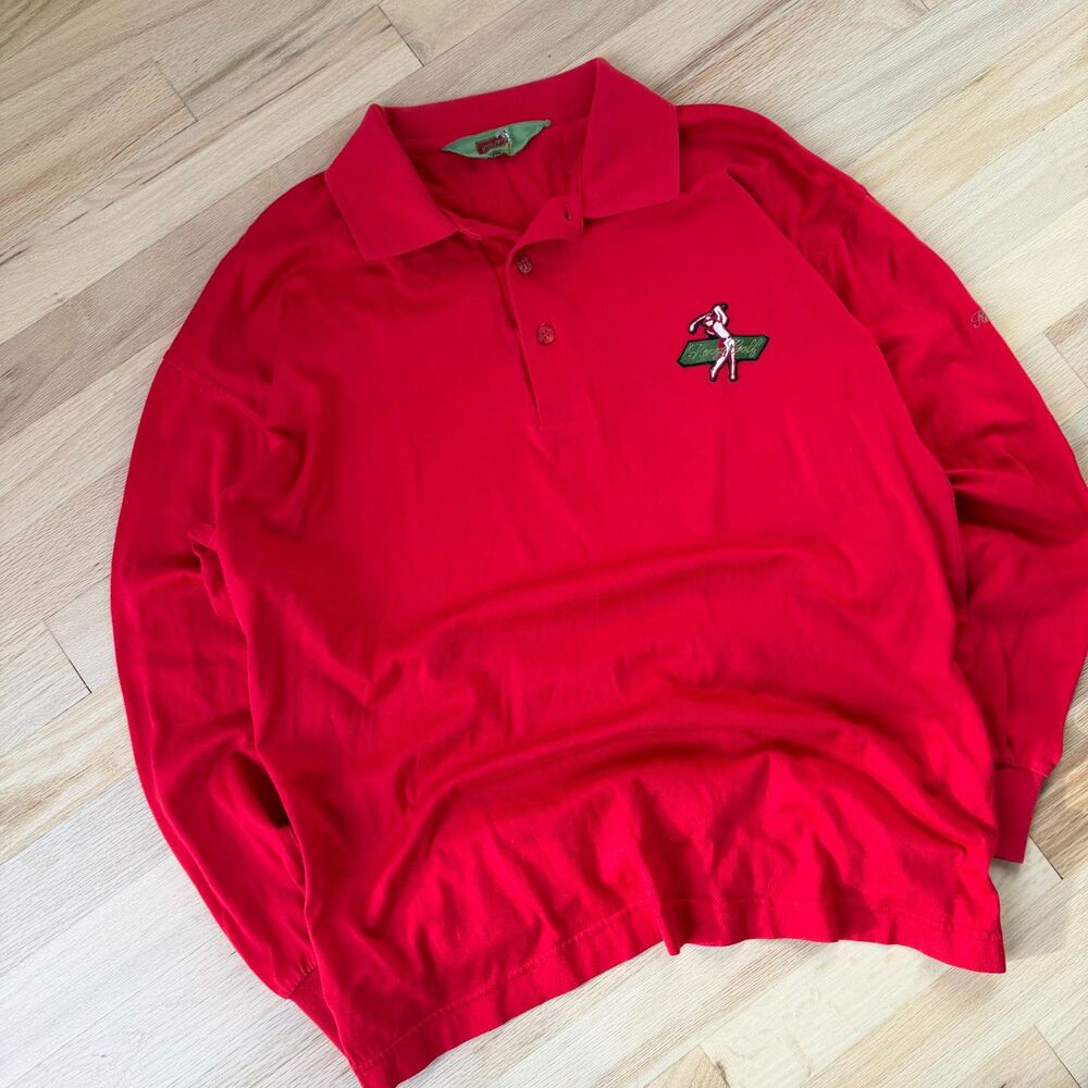 Rare Vintage Kenzo Golf Long Sleeve Polo Shirt Mens Red Embroidered